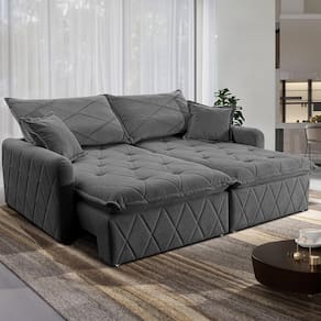 Sofá 3 lugares Cama inBox Sublime com Assento Retrátil e Encosto Reclinável em Boucle - 200cm de Largura