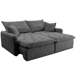 Sofá 3 lugares Cama inBox Sublime com Assento Retrátil e Encosto Reclinável em Boucle - 200cm de Largura