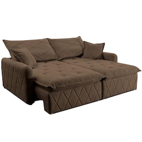 Sofá 3 lugares Cama inBox Sublime com Assento Retrátil e Encosto Reclinável em Boucle - 200cm de Largura