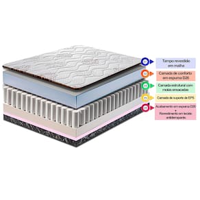 Colchão Queen Cama InBox Livity com Molas Ensacadas e Espuma D26 24x158x198cm – Bege