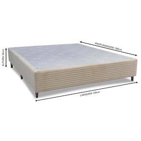 Base Box para Colchão Casal Cama inBox Livity 38x138x188cm - Bege