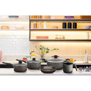 Conjunto de Panelas 5 Peças Rochedo Stone Pro com Revestimento Antiaderente em Minerium – Preto e Cinza
