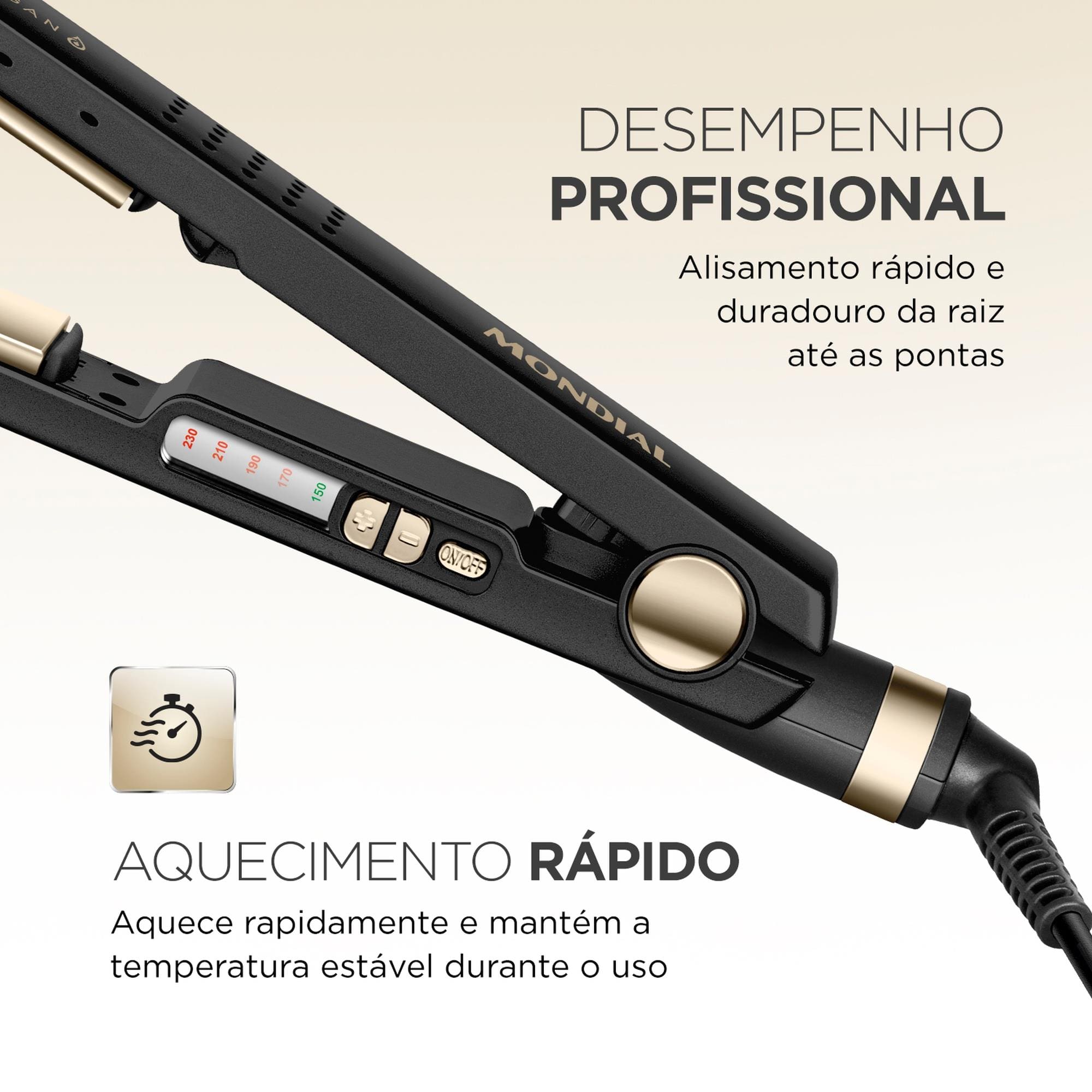 Chapinha Prancha Alisadora Mondial Black Gold Argan P-30T Preto Bivolt - 2