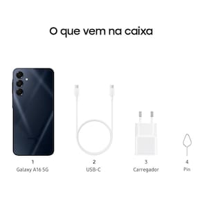 Smartphone Samsung Galaxy A16 5G Azul Escuro 128GB, 4GB RAM, Câmera de até 50MP, Tela 6.7" Full HD Super AMOLED, NFC e IP56 - 1