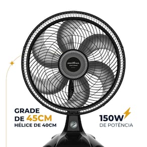 Ventilador de Mesa 2 em 1 Britânia Maxx Force BVT405 40cm com 6 Pás, 3 Velocidades e 150W - Preto