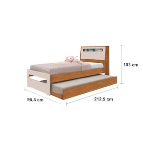 Bicama Solteiro Barreto Manu com Baú - Nature/Off White - 3