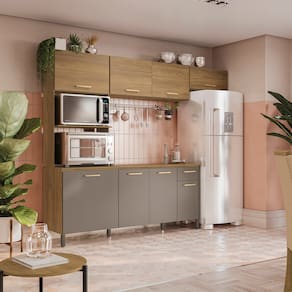 Cozinha Compacta Kappesberg Luna com 8 Porta, 1 Gaveta e 4 Prateleiras - 258cm de largura