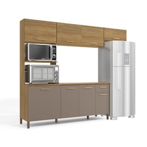 Cozinha Compacta Kappesberg Luna com 8 Porta, 1 Gaveta e 4 Prateleiras - 258cm de largura
