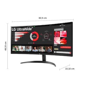 Monitor UltraWide 34” LG 34WR50QC-B com Tela VA, WQHD, 100Hz, AMD FreeSync, HDR10, PBP – Preto