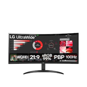 Monitor UltraWide 34” LG 34WR50QC-B com Tela VA, WQHD, 100Hz, AMD FreeSync, HDR10, PBP – Preto