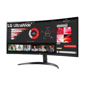 Monitor UltraWide 34” LG 34WR50QC-B com Tela VA, WQHD, 100Hz, AMD FreeSync, HDR10, PBP – Preto