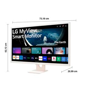 Monitor LG 32” MyView Smart 32SR50F-W com Tela IPS, Full HD, WebOs, Screen Share, HDR10, ThinQ, Air Play 2, Bluetooth, USB e HDMI - Branco