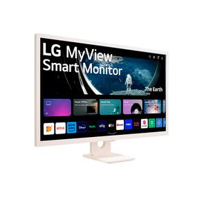 Monitor LG 32” MyView Smart 32SR50F-W com Tela IPS, Full HD, WebOs, Screen Share, HDR10, ThinQ, Air Play 2, Bluetooth, USB e HDMI - Branco