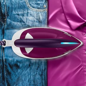 Ferro de Passar a Vapor Philips Walita PerfectCare Compact Essential com Tecnologia OptimalTEMP e Base SteamGlide 1800W – Branco/Roxo