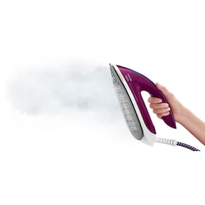 Ferro de Passar a Vapor Philips Walita PerfectCare Compact Essential com Tecnologia OptimalTEMP e Base SteamGlide 1800W – Branco/Roxo
