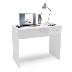 Escrivaninha Politorno Arapei 1 Gaveta MDP Compacta Pintura UV Design Moderno - BRANCO - 1