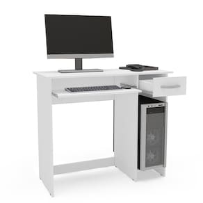 Escrivaninha Politorno Siena 2 Gavetas MDP Pintura UV Base Teclado Compacta - BRANCO - 1