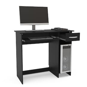 Escrivaninha Politorno Siena 2 Gavetas MDP Pintura UV Base Teclado Compacta - PRETO - 1