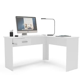 Escrivaninha de Canto Politorno Fênix Formato L 1 Gaveta MDP Pintura UV Espaçosa e Funcional - BRANCO - 1