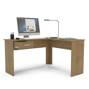 Escrivaninha de Canto Politorno Fênix Formato L 1 Gaveta MDP Pintura UV Espaçosa e Funcional - FREIJÓ - 1