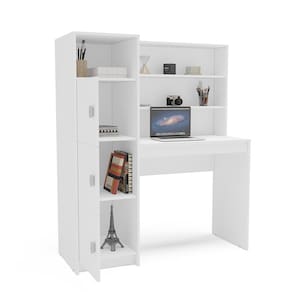 Escrivaninha com Estante Politorno Teresina 1 Porta 6 Prateleiras MDP Pintura UV Porta-CPU - BRANCO - 2