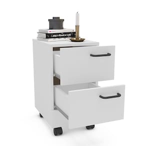 Gaveteiro Politorno Osaka 2 Gavetas com Rodízios 51cm Compacto Vertical MDP - BRANCO - 2
