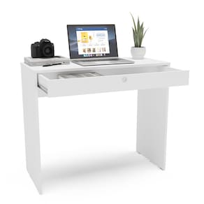 Mesa Escrivaninha Politorno Conquista 1 Gaveta MDP Compacta Corrediça Metálica Pintura UV - BRANCO - 1