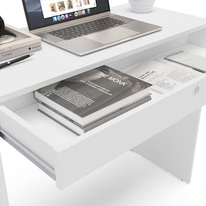 Mesa Escrivaninha Politorno Conquista 1 Gaveta MDP Compacta Corrediça Metálica Pintura UV - BRANCO - 3