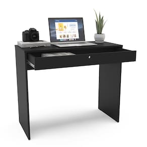 Mesa Escrivaninha Politorno Conquista 1 Gaveta MDP Compacta Corrediça Metálica Pintura UV - PRETO - 1