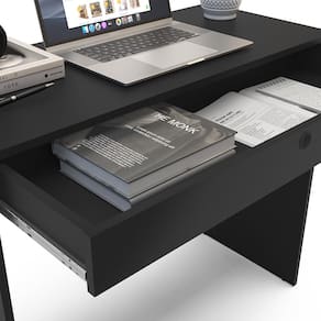 Mesa Escrivaninha Politorno Conquista 1 Gaveta MDP Compacta Corrediça Metálica Pintura UV - PRETO - 3