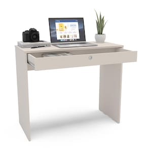 Mesa Escrivaninha Politorno Conquista 1 Gaveta MDP Compacta Corrediça Metálica Pintura UV - OFF WHITE - 1