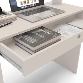 Mesa Escrivaninha Politorno Conquista 1 Gaveta MDP Compacta Corrediça Metálica Pintura UV - OFF WHITE - 3