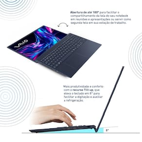 Notebook VAIO FE16 AMD Ryzen 5-5625U Windows 11, 16GB 512GB SSD Wi-Fi 6 Tela 16`` IPS WUXGA Antirreflexo - Cinza Expansível até 64G