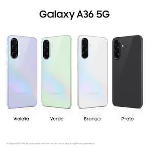 Smartphone Samsung Galaxy A36 5G Preto 128GB, 6GB RAM, Câmera Tripla até 50MP, Tela Super AMOLED 6.7", IP67, NFC, Recursos AI e Snapdragon 6 Gen 3
