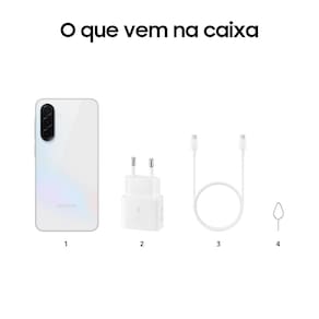 Smartphone Samsung Galaxy A36 5G Branco 256GB, 8GB RAM, Câmera Tripla até 50MP, Tela Super AMOLED 6.7", IP67, NFC, Recursos AI e Snapdragon 6 Gen 3