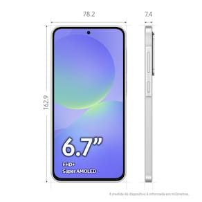 Smartphone Samsung Galaxy A36 5G Branco 256GB, 8GB RAM, Câmera Tripla até 50MP, Tela Super AMOLED 6.7", IP67, NFC, Recursos AI e Snapdragon 6 Gen 3