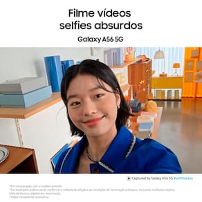 Smartphone Samsung Galaxy A56 5G Preto 128GB, 8GB RAM, Câmera Tripla até 50MP, Tela Super AMOLED 6.7", IP67, NFC, Vídeo HDR e Recursos AI