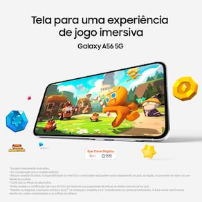 Smartphone Samsung Galaxy A56 5G Preto 128GB, 8GB RAM, Câmera Tripla até 50MP, Tela Super AMOLED 6.7", IP67, NFC, Vídeo HDR e Recursos AI