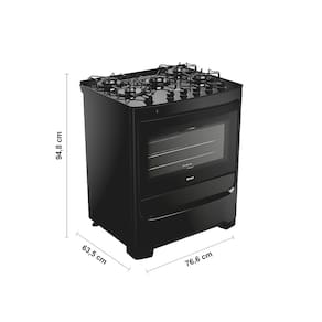 Fogão 5 Bocas Consul CFS5VBE com Mesa de Vidro e Acendimento Automático Preto - Bivolt