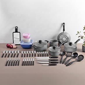 Kit de Cozinha 47 Peças Tramontina com Panelas Antiaderentes em Alumínio, Talheres, Facas e Utensílios Domésticos - 1