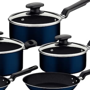 Jogo de Panelas 5 Peças Tramontina Ravena em Alumínio com Revestimento Antiaderente Starflon Max – Azul
