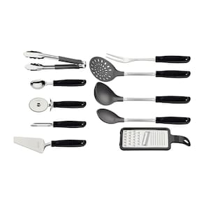 Jogo de Utensílios para Cozinha Tramontina Utilitá em Inox Preto – 10 Peças
