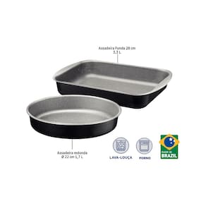 Jogo de Assadeiras Tramontina Brasil com Revestimento Antiaderente Starflon Max Preta – 2 Peças - 2