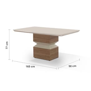Mesa de Jantar Retangular Aço Nobre Aurora com 6 Cadeiras Estofadas – Champagne/Areia