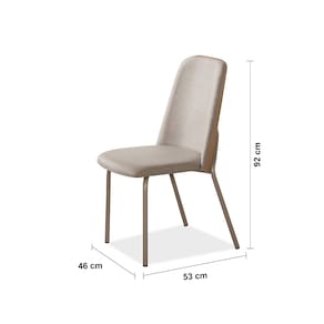 Mesa de Jantar Retangular Aço Nobre Aurora com 6 Cadeiras Estofadas – Champagne/Areia