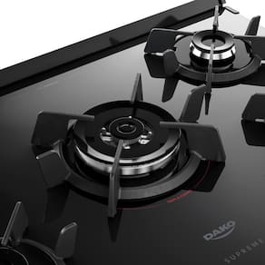 Fogão 5 Bocas Dako Supreme Timer Glass com Mesa de Vidro e Painel Touch Titanium – Bivolt