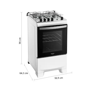 Fogão 4 Bocas Dako Supreme com Mesa em Inox e Acendimento Automático Branco – Bivolt