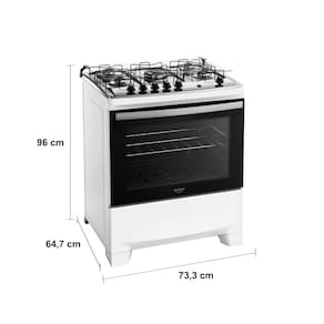 Fogão 5 Bocas Dako Supreme com Mesa em Inox e Acendimento Automático Branco – Bivolt