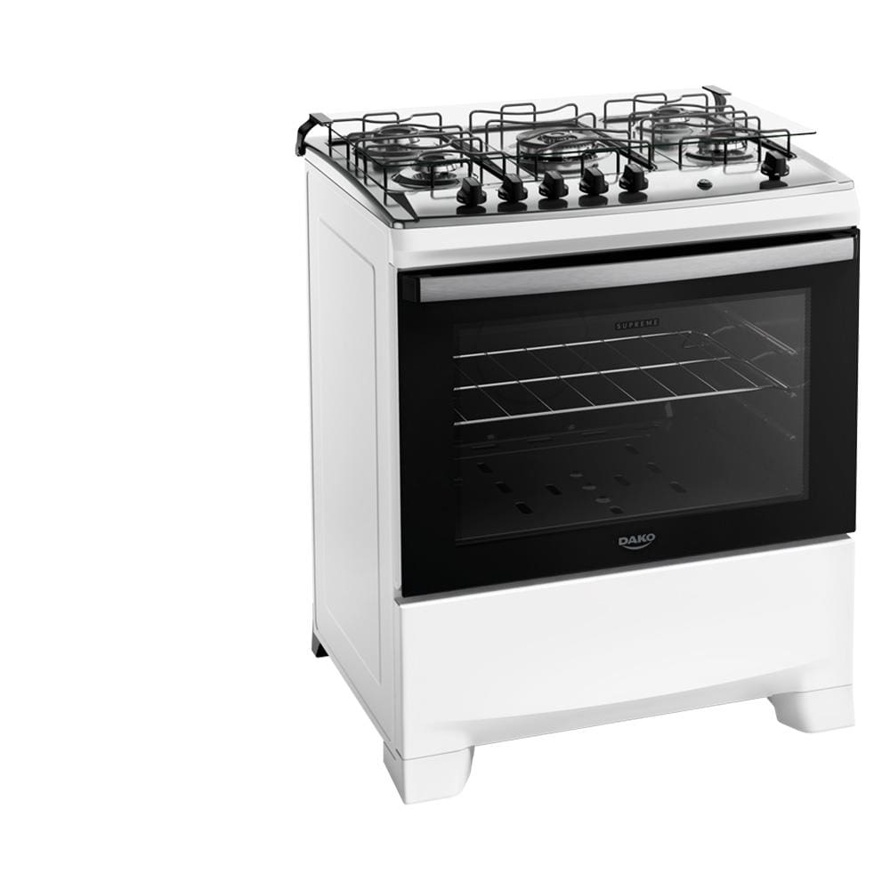 Fogão 4 Bocas Dako Supreme com Mesa em Inox e Acendimento Automático Branco – Bivolt