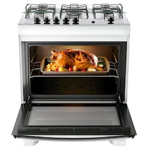 Fogão 5 Bocas Dako Supreme com Mesa em Inox e Acendimento Automático Branco – Bivolt